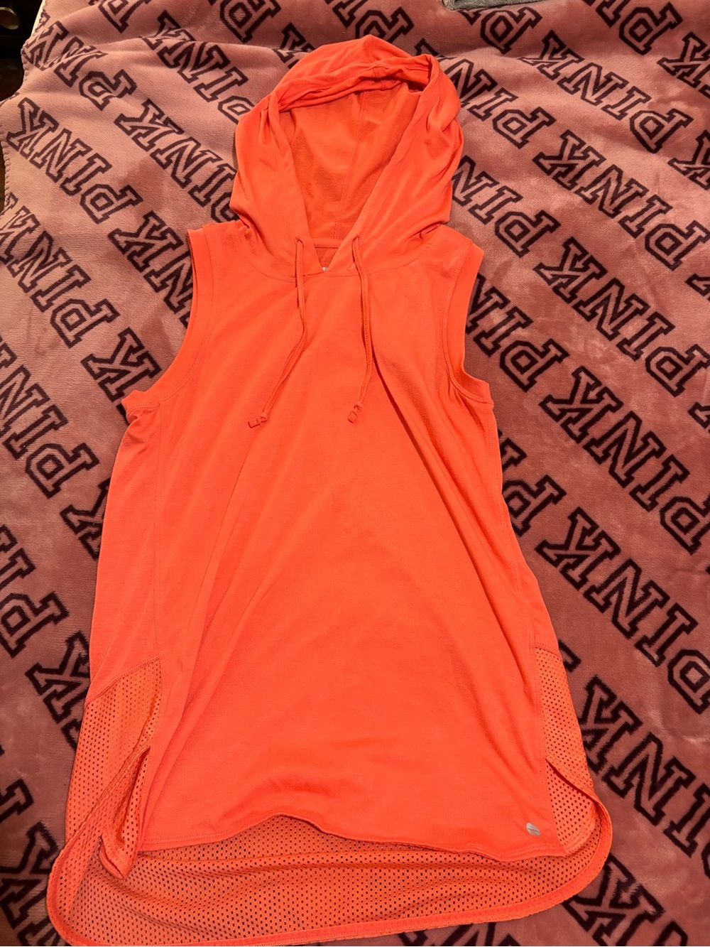 Avia Bright Orange Sleeveless Hooded Active Tank